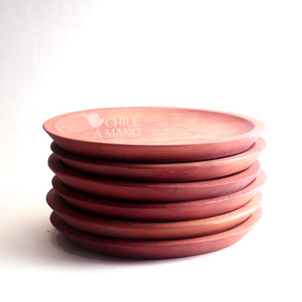 Set de 6 Platos de Madera redondos