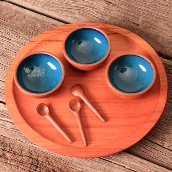 Set de aperitivo en madera y greda esmaltada