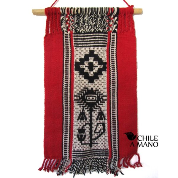 Telar Mapuche rojo con rayen