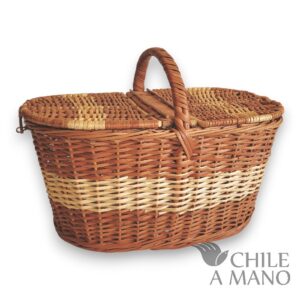 Canasto para picnic de mimbre bicolor