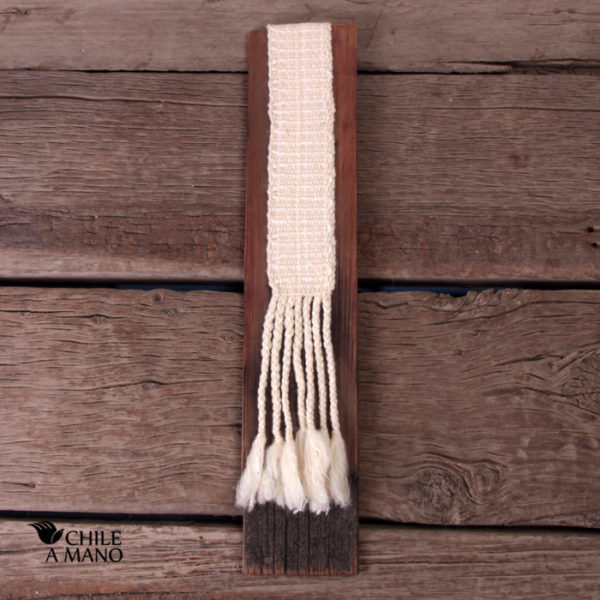 Tejuela decorativa con aplicación de telar - blanco