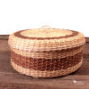 Caja circular en mimbre fino natural y tostado