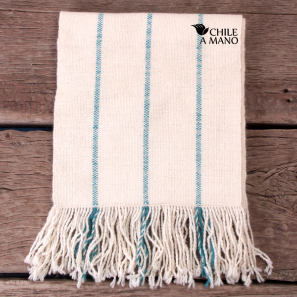 Bufanda en lana de alpaca y oveja- blanco y calipso