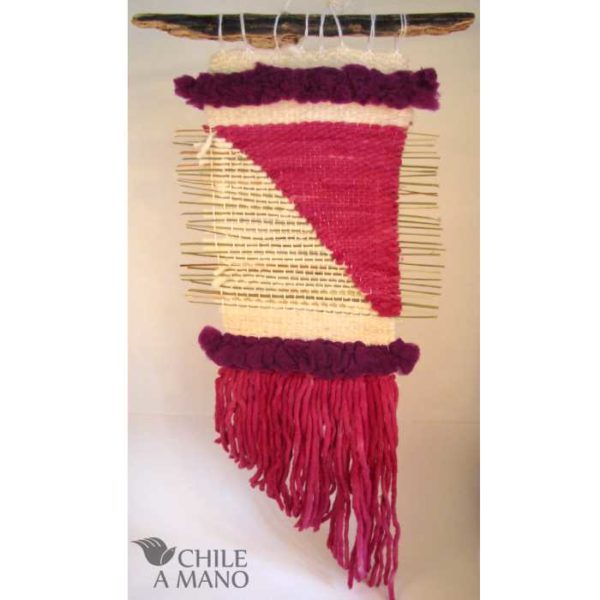 Telar decorativo fucsia y blanco