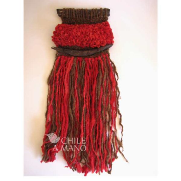 Telar decorativo en lana de oveja rojo