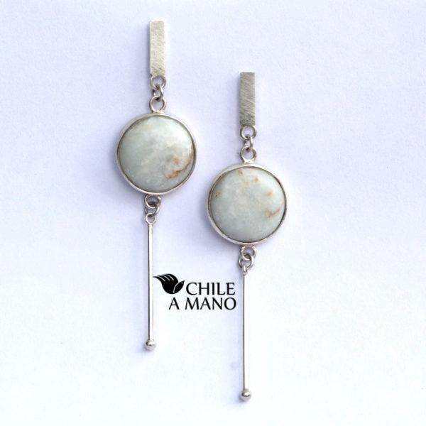 Aros en combarbalita cabuchón, pin y vástago de plata