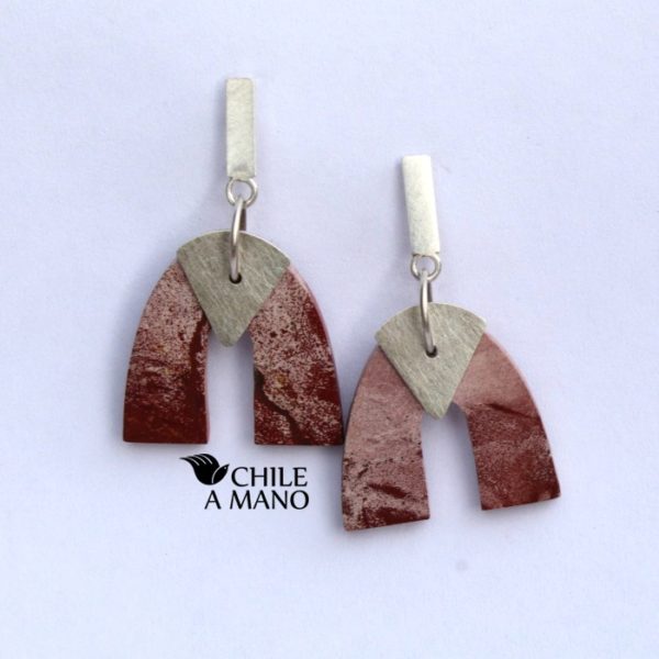 Aros de combarbalita con pin de plata largo