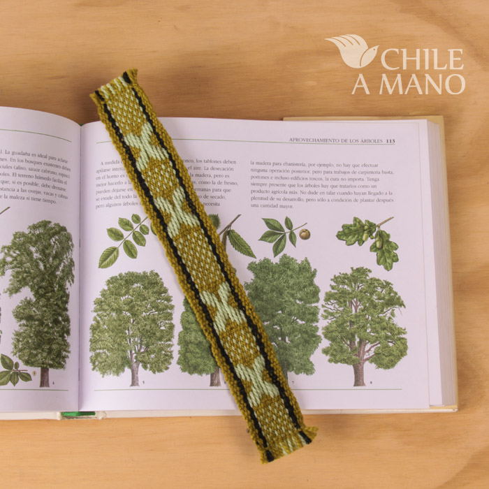 Marcador de libro en telar mapuche