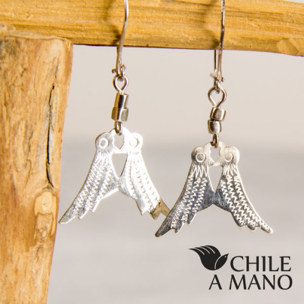Aros Mapuche pajaritos de plata