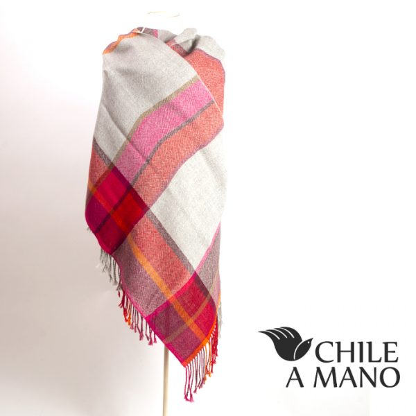 Chal en lana de Alpaca, cuadrillé