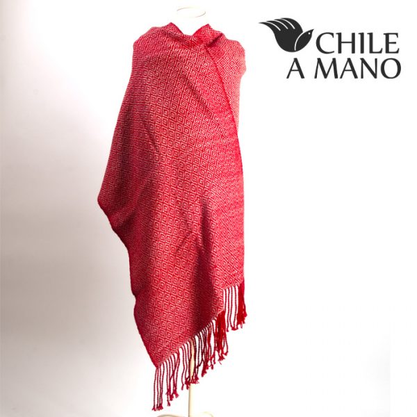 Chal en lana de Alpaca, ojito rojo