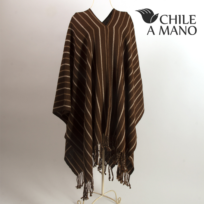 Poncho de hombre en lana de alpaca, colores naturales