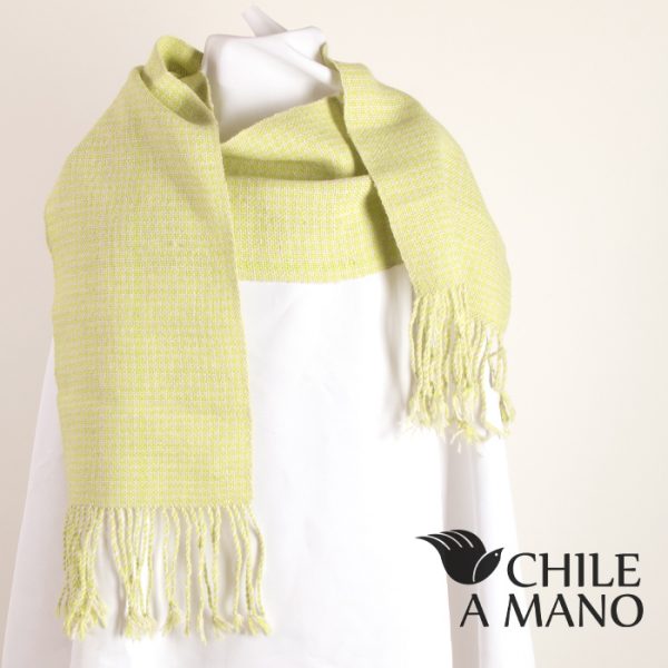 Bufanda de alpaca verde y blanco