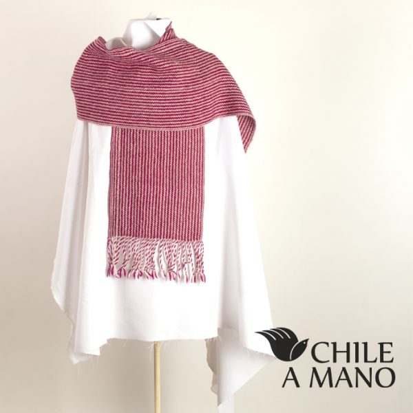 Bufanda de alpaca morado y blanco