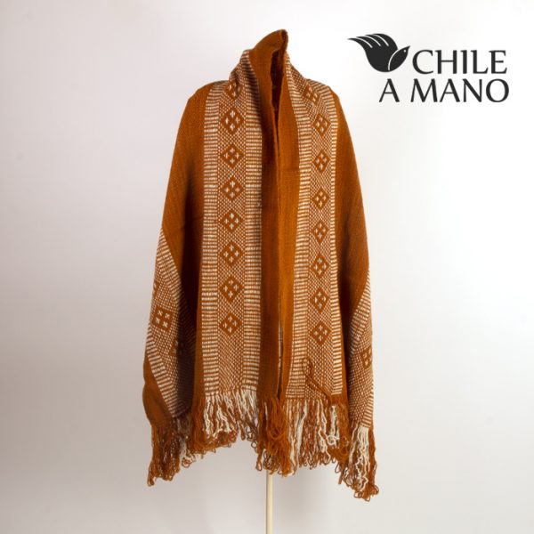 Telar Mapuche cobre y blanco con iconografía