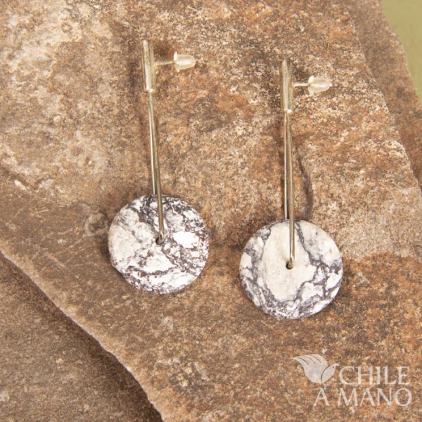 Aros de combarbalita y plata - circulo colgante