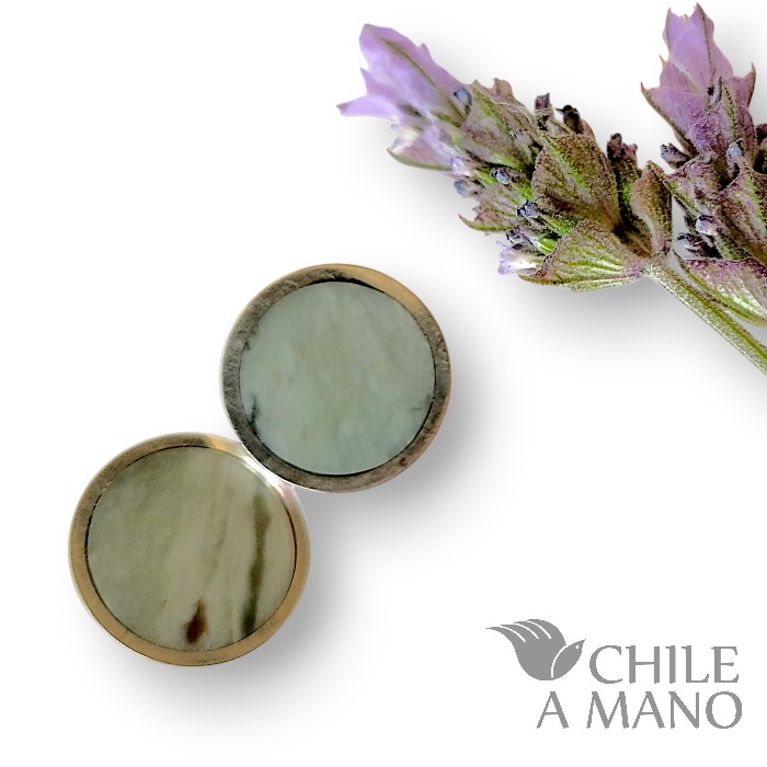 Aros circulares de combarbalita y plata - Imagen 3