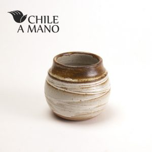 Alternative view of Mate de cerámica gres blanco - líneas horizontales