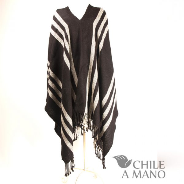 Poncho de hombre en lana de alpaca, colores naturales