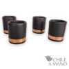 Set de vasos de greda y cobre