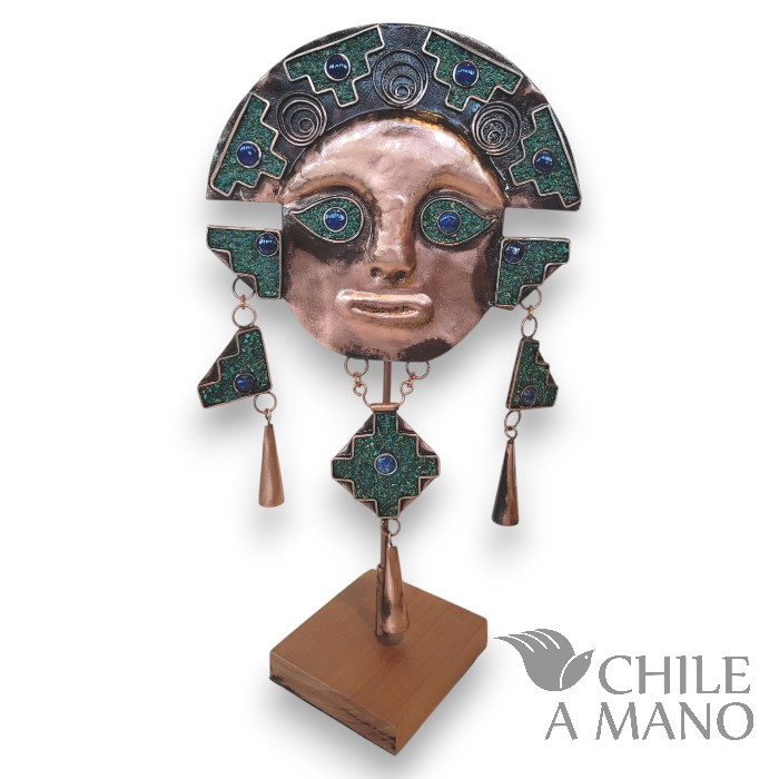 Máscara de cobre con piedras chilenas - Imagen 3