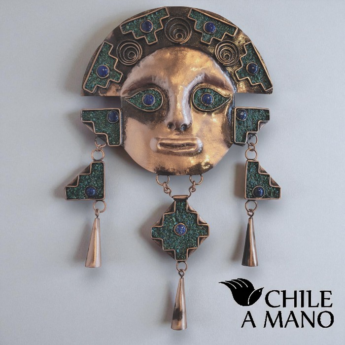 Máscara de cobre con piedras chilenas - Imagen 2