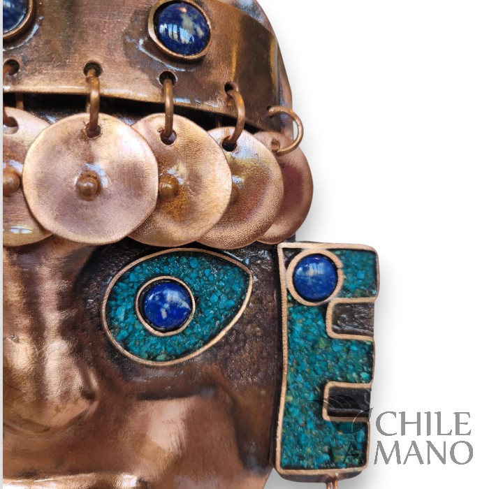 Máscara de cobre con piedras chilenas - Imagen 4