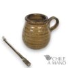 Mate de ceramica gres con oreja - textura panal color ocre