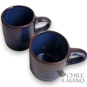 Alternative view of Set de 2 tazas esmaltadas color azul
