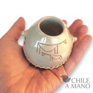 Alternative view of Mate pequeño de cerámica esmaltada color crudo y cuero