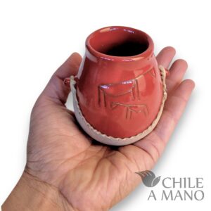 Alternative view of Mate alto de cerámica esmaltada color rojo y cuero