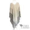 Poncho de lana de alpaca, gris y blanco