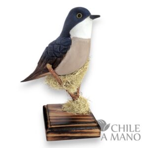 Aves chilenas talladas en madera - Golondrina - pedestal - Imagen 2