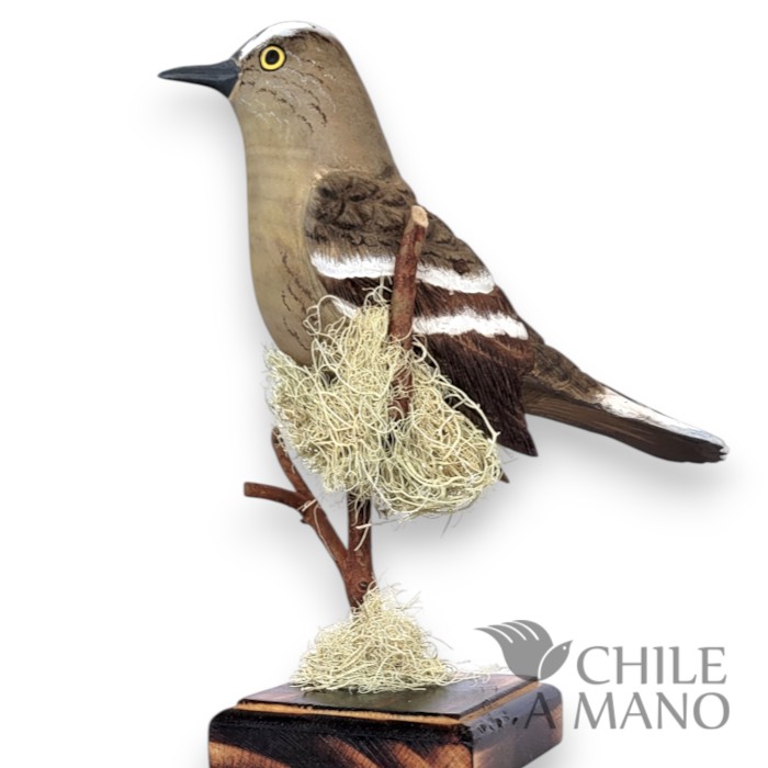 Aves chilenas talladas en madera - Tenca - pedestal