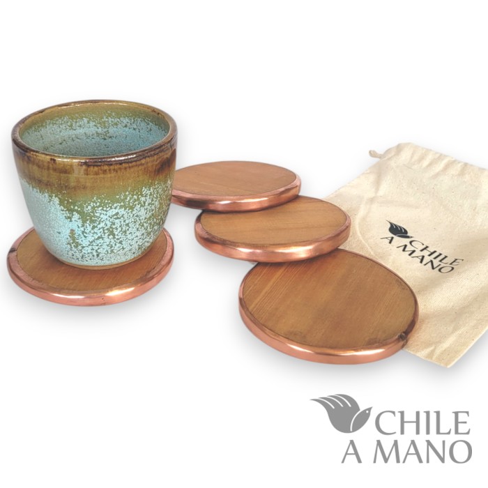 Posavasos de madera nativa y cobre - Imagen 3