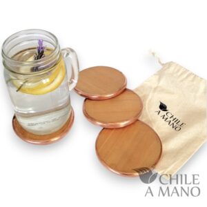 Posavasos de madera nativa y cobre - Imagen 2