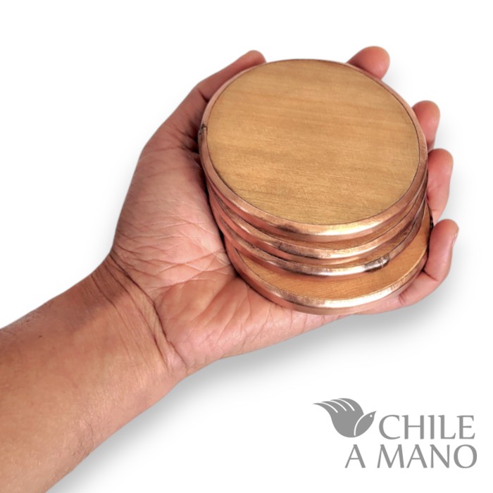 Posavasos de madera nativa y cobre - Imagen 4